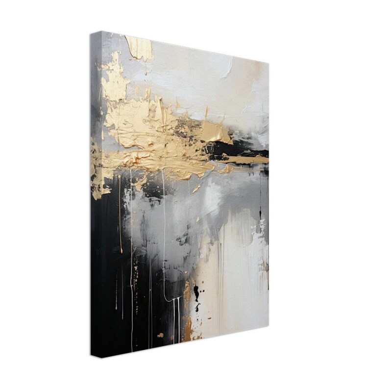 Gold Black Gray Abstract Canvas Large Wall Art Gold Home Decor Abstract