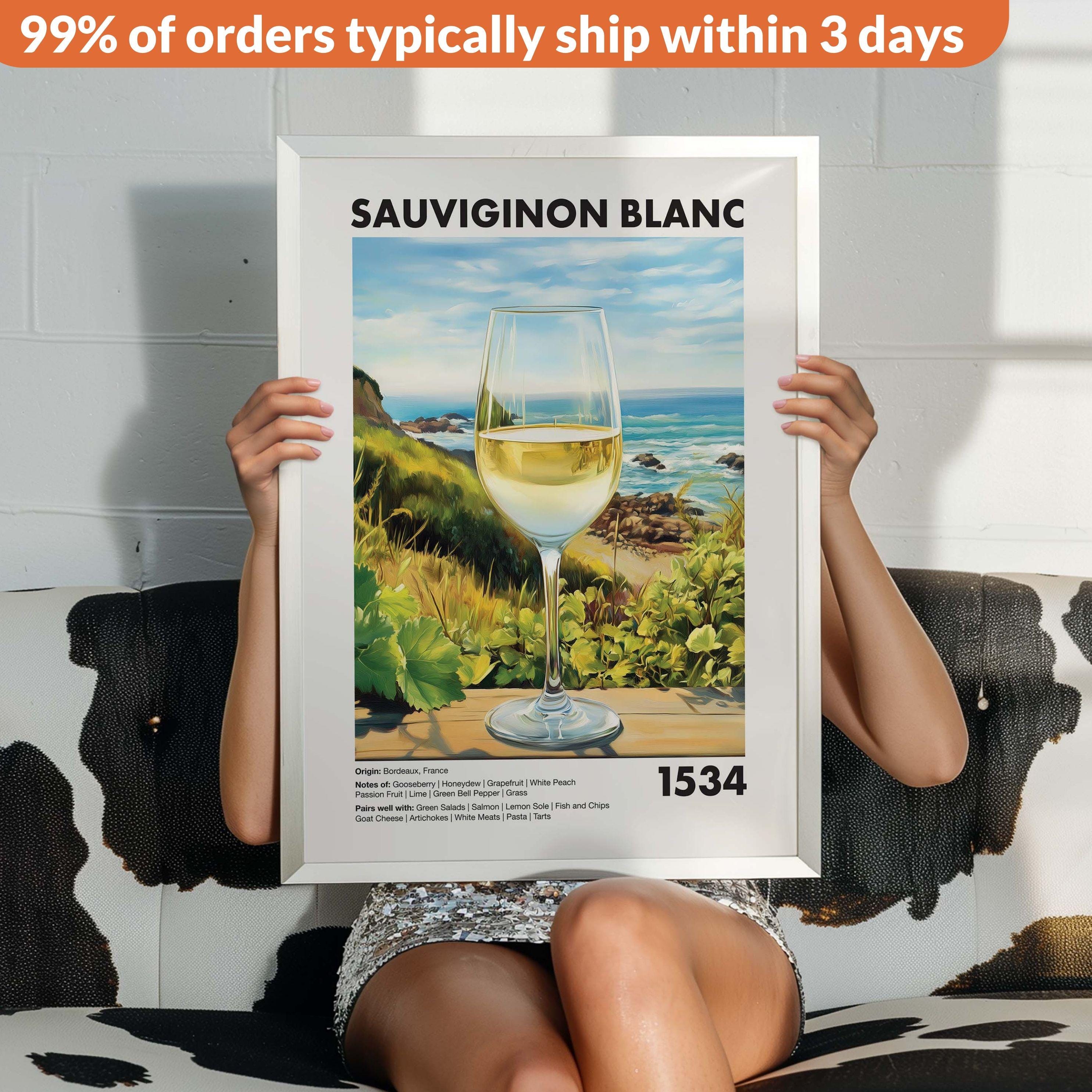 Sauvignon Blanc Vintage Wine Art Print: Bar Kitchen Decor - Etsy