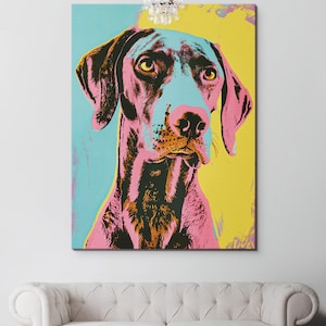 Warhol Style German Shorthair Pointer Dog Portrait: Colorful Rolled Canvas