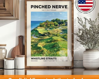 Whistling Straights 'Pinched Nerve' Golf Course Print: Golfer Wall Decor