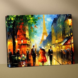 Abstract Paris City Canvas Print France Paris Eiffel Tower Wall Art Paris at Night Landscape