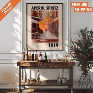 Vintage Aperol Spritz Poster, Cocktail Rezept Bar Auto Druck, Aperol Spritz Drink Wandkunst für Bar oder Küche, Poster nur oder gerahmt