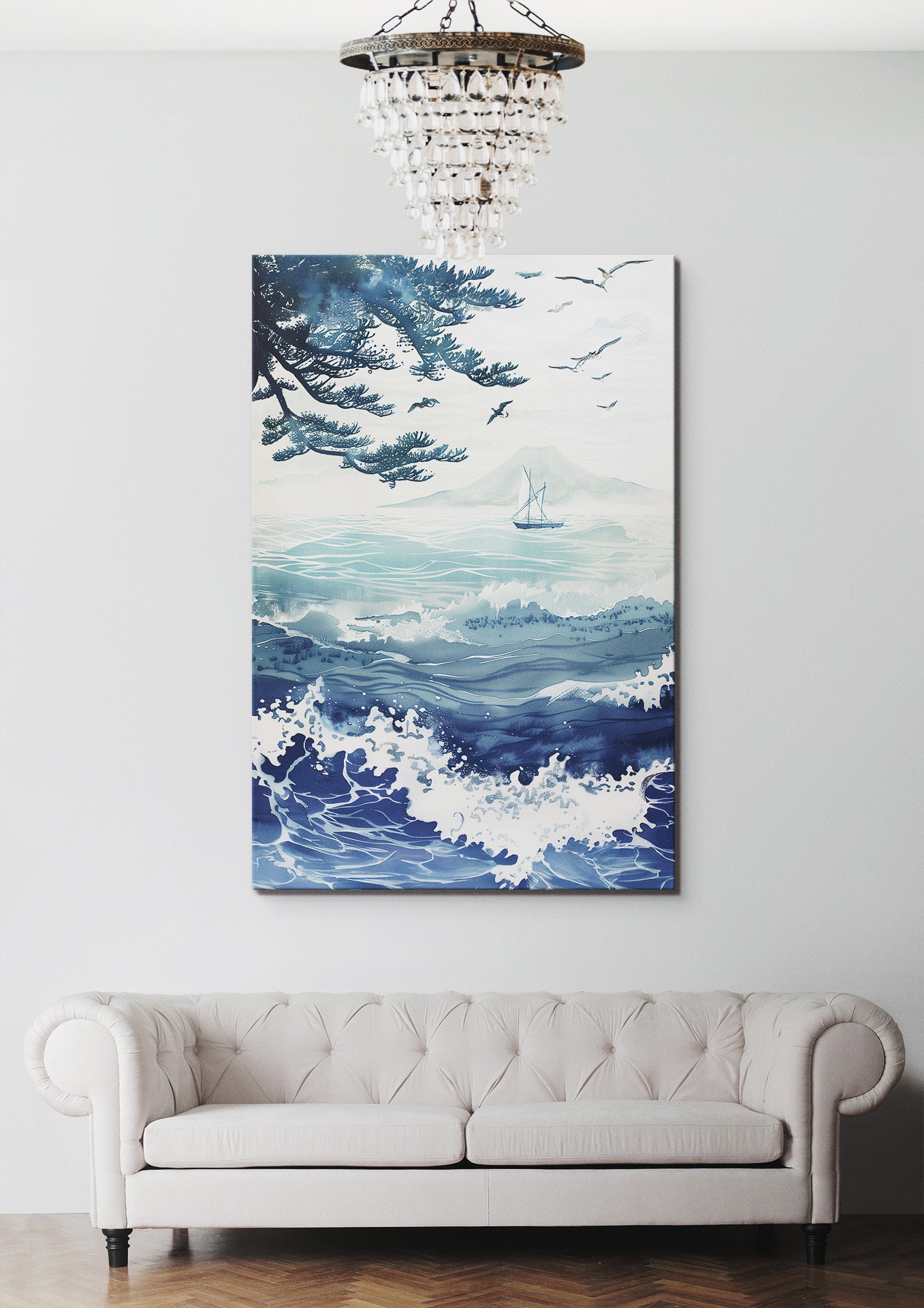 Hiroshige Ocean Canvas Print, Blue Japanese Landscape Wall Art - Etsy