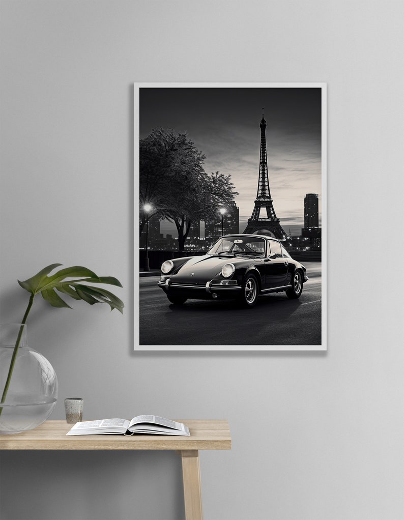 Classic Porsche 911 Black & White Poster, Classic Car Poster Art, Rare Sports Car Decor