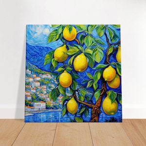 Van Gogh inspiriert Amalfi Zitronen Italien Küste Reise Leinwand Amalfi Zitrone Aquarell Malerei Küstenlandschaft Reisedruck