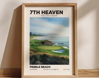 7th Heaven Pebble Beach Golf Poster, California Course Golf Decor