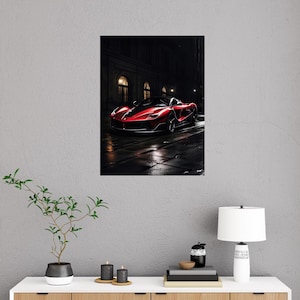Red Ferrari LaFerrari Aperta Car Poster Supercar Wall Art Print Perfect Mancave Car Poster Gift For Car Lover