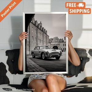 Aston Martin DB5 Black & White Car Poster Print Car Classic Car Poster Art Sports Car Wall Poster Ideal Fathers Day Gift