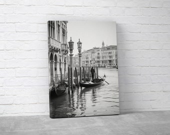 Venice Grand Canal Canvas | Vintage Print | Black & White Photography | Italian Landscapes | Free Shipping