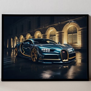 Bugatti Chiron Black Metal Framed Poster Bugatti Car Wall Art Bugatti Wall Decor Super Car Art Mancave Decor