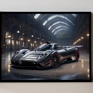 Pagani Huayra Framed Print Super Car Wall Art Pagani Car Poster Metal Framed Luxury Car Poster Mancave Decor