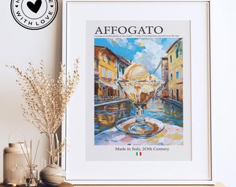Vintage Affogato Kaffee Rezept Poster: Kunstdruck Küche