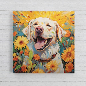 Van Gogh Labrador Canvas: Colorful Dog Pop Art Painting