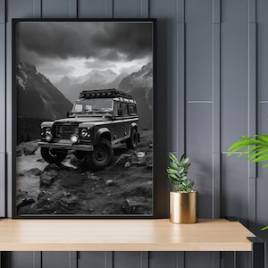 1948 Land Rover Defender Poster Iconic Off-Road B&W Ar, Adventurous Wall Decor Land Rover Gifts, Gifted Poster Prints