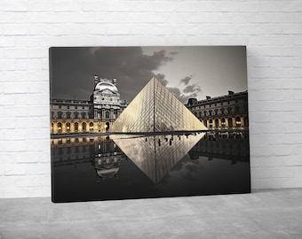 Iconic Louvre Museum, Louvre Pyramid Reflection, World Landscapes, Famous French Landmarks, Free Shipping