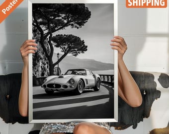 1962 GTO 250 Vintage Ferrari Framed Or Poster Sports Car Wall Poster Exotic Car Wall Art Perfect Gift For Car Lover Or Mancave