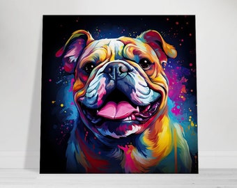 English Bulldog Pop Art Canvas: Modern Dog Wall Decor