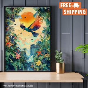 Henri Rousseau Framed Print Rousseau Poster Tropical Paradise Parrot Decor Botanical Print Jungle Print Exotic Poster Vintage Wall Art