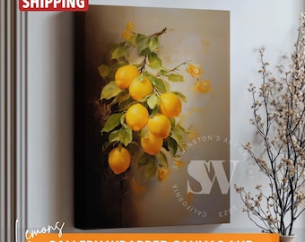 Vibrant Lemons Canvas Wall Art Print Kitchen Decor Yellow Still Life Lemon Art Original Lemon Painting For Home Decor
