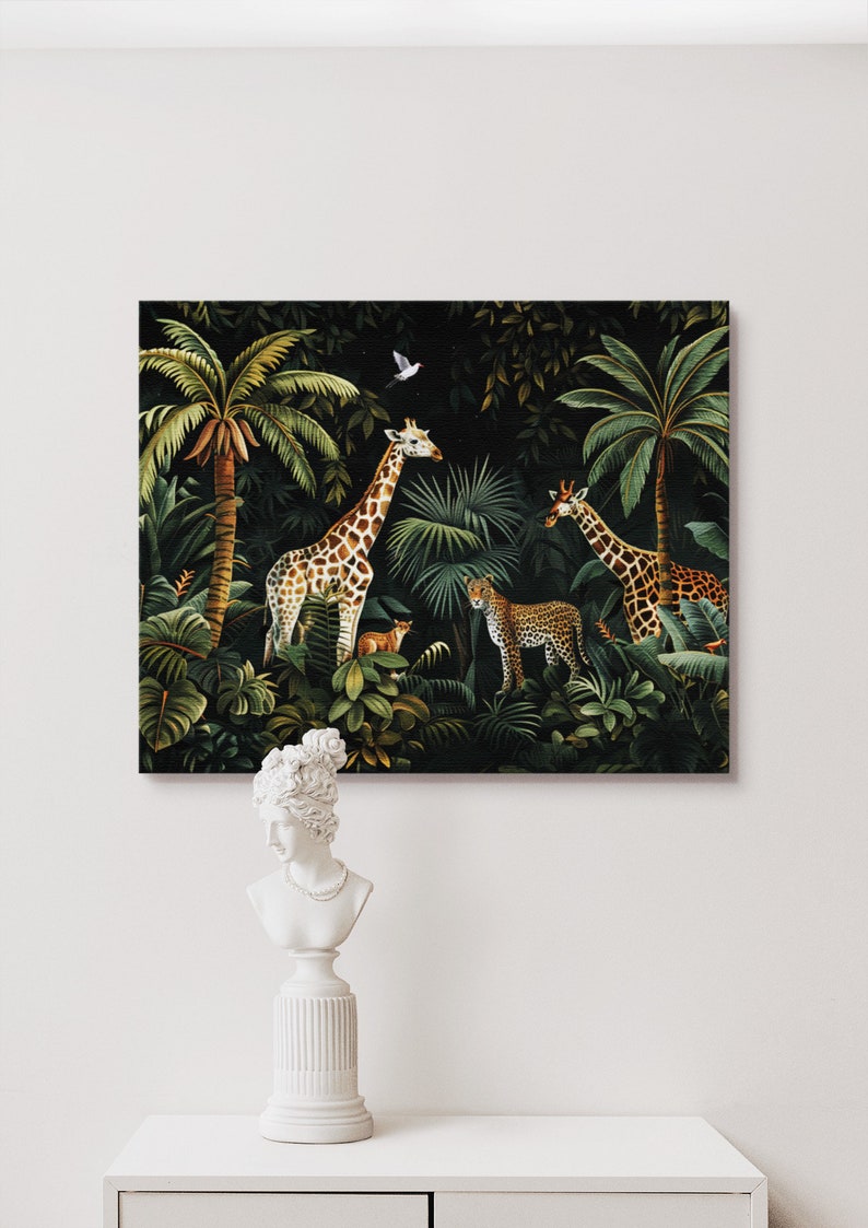 African Safari Animals Jungle Wall Art Canvas Print Cheetah Giraffe ...