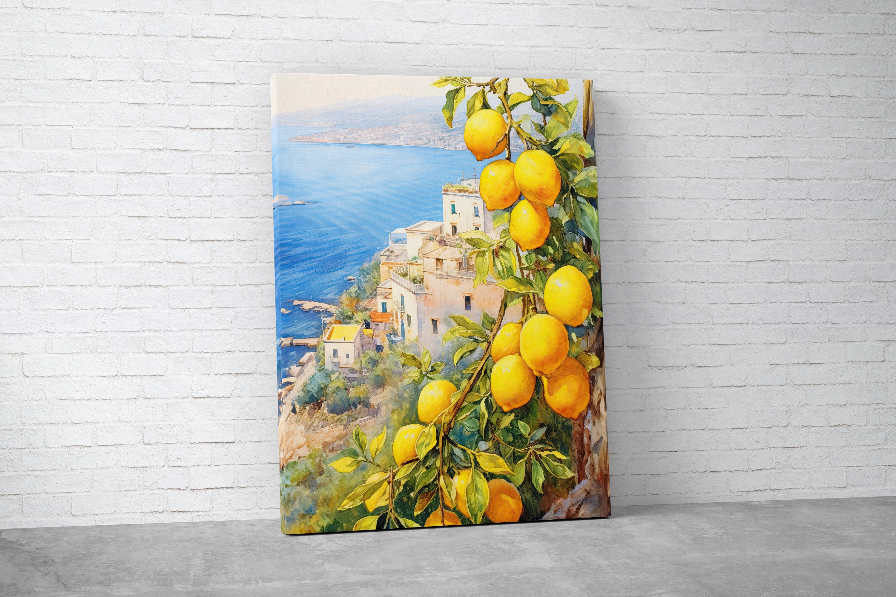 Amalfi Coast Watercolor Canvas Italian Amalfi Lemon Tree View Multiple
