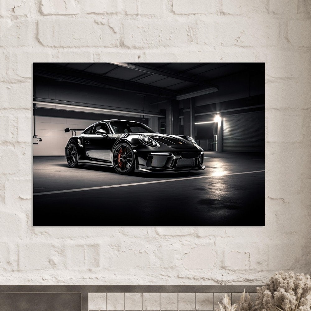 2019 Black Porsche 911 GT3 RS Car Poster Perfect Gift for Car Lovers Mancave Wall Decor Porsche Posters