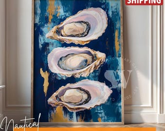 Oysters Fine Art Print: Coastal Beach House Decor