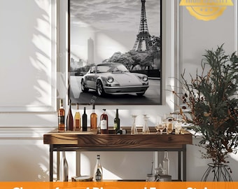 Classic Porsche 911 Framed Black & White Print Vintage Porsche Car Poster Sports Car Decor Porsche Lovers Gift