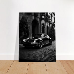 1975 Porsche 911 Canvas Print: Black & White Car Art