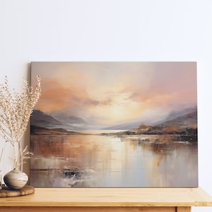 Lienzo de paisaje abstracto de aguas etéreas, arte de pared abstracto personalizado, pintura de agua abstracta para el hogar o la oficina