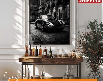 1963 Vintage Porsche 911 Turbo Poster Print Black White Porsche 911 Car Posters Car Wall Art Luxury Car Wall Art Porsche Decor