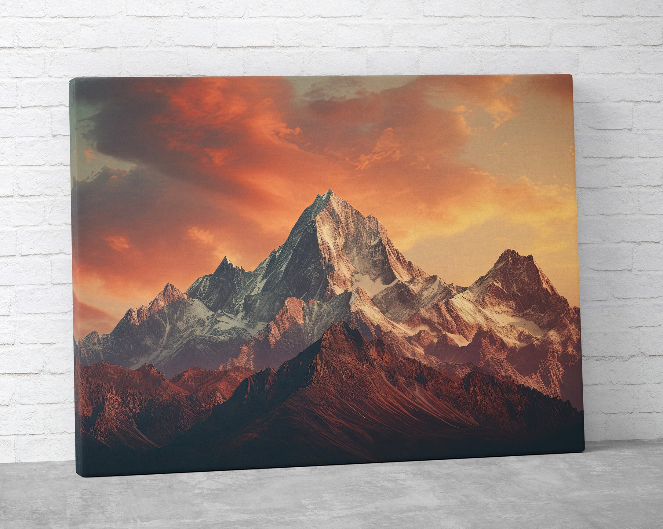 Snowcap Mountain Sunset Canvas Print: Nature Landscape Wall Art - Etsy