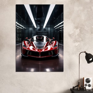 Red Ferrari LaFerrari Aperta Poster Supercar Wall Art Luxury Car Print Ferrari Poster Mancave Decor