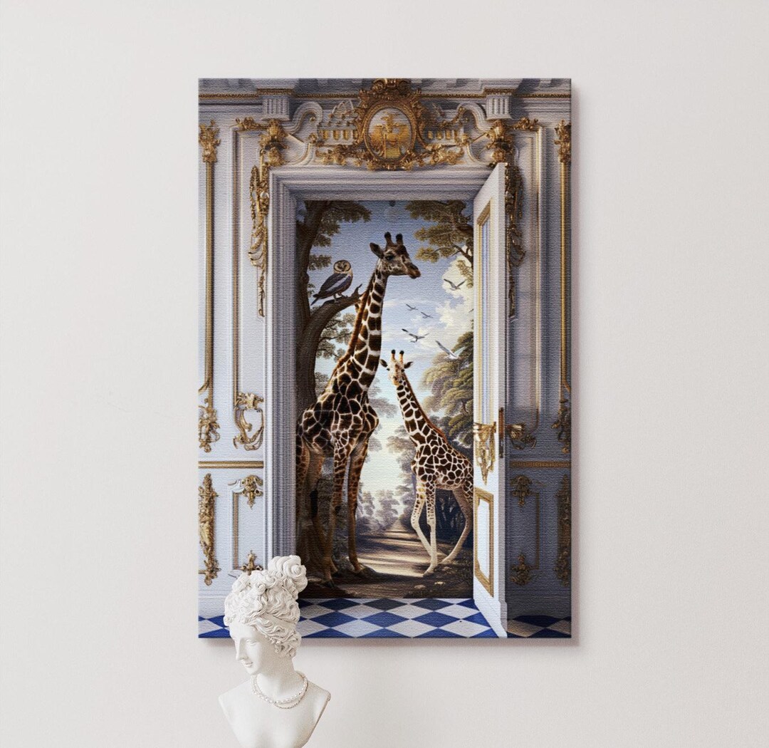 Regal Giraffe Canvas Print: Quirky Animal Wall Art - Etsy