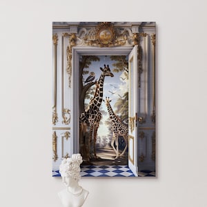Regal Giraffe Canvas Print: Quirky Animal Wall Art