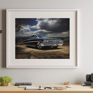 Ford Galaxie 500 Car Poster Print 1962 Classic Vintage Car Wall Art for Enthusiasts, Classic Car Wall Decor