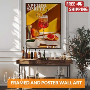 Póster de cóctel Aperol Spritz, impresión vintage de carrito de bar con Aperol Spritz, decoración de pared para bar o cocina, póster o marco.