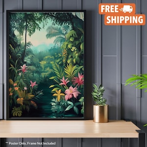 Impresión de Henri Rousseau, póster de Rousseau, decoración de selva tropical, impresión botánica, póster de selva exótica, arte de pared vintage