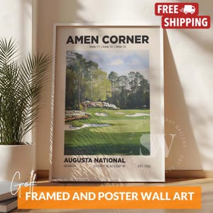 Amen Corner Augusta Golf Club Poster: Golfer Gift, Golf Course Art White Frame