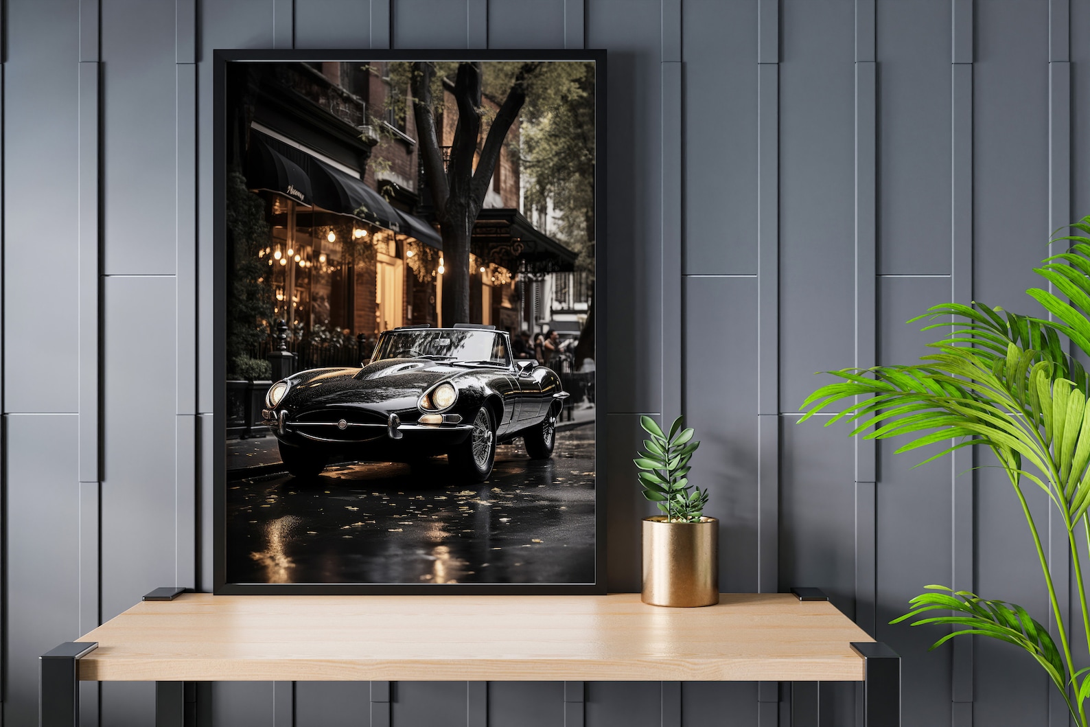 CLASSIC JAGUAR BLACK GICLEE CANVAS ART PRINT POSTER