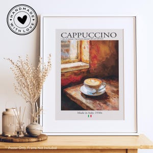 Vintage Cappuccino Kaffee Poster Wand Kunst Druck mit Rezept Perfekte Kaffee Liebhaber Geschenk für die Küche Wanddekoration