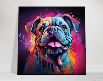 English Bulldog Pop Art Canvas: Quirky Dog Portrait Wall Decor