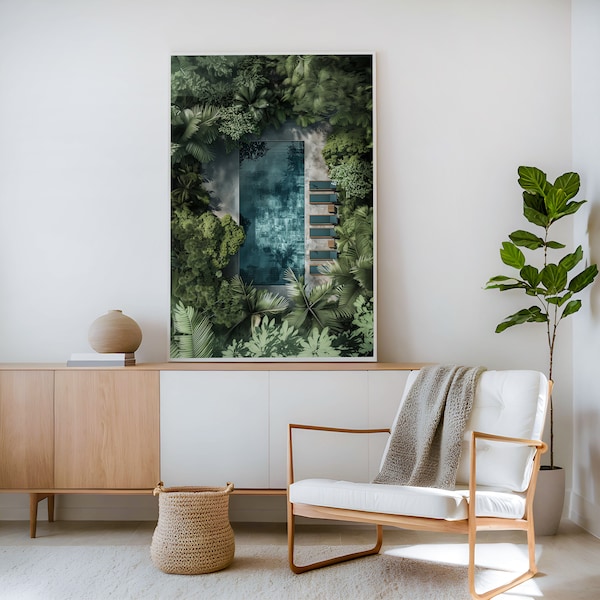 A Nature Inspired Wall Art Poster Print Of A Swimming Pool In A Forest, Ideal Home Decor Gift For Nature Lover Free Shipping