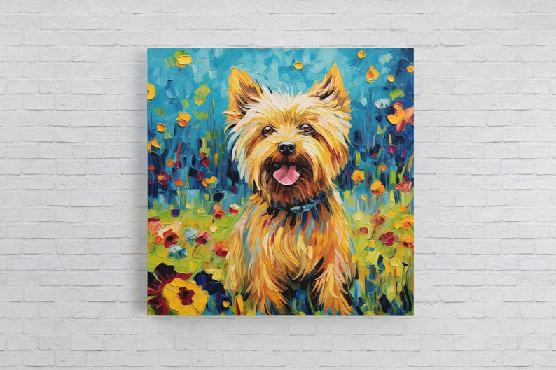 Van Gogh Inspired Yorkshire Terrier Dog Portrait Pop Art Canvas