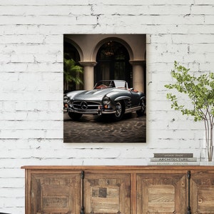 Classic 1957 Mercedes Benz 300SL Canvas Print Vintage Car Canvas Art Perfect Gift For Car Lovers Mancave Decor