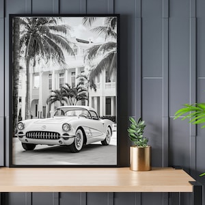 C1 Chevy Corvette Black & White Framed Car Poster