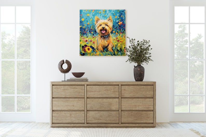 Van Gogh Inspired Yorkshire Terrier Dog Portrait Pop Art Canvas