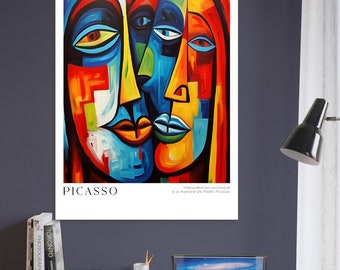 Impression de visages cubistes de Picasso : oeuvre d&#39;art murale abstraite de la galerie