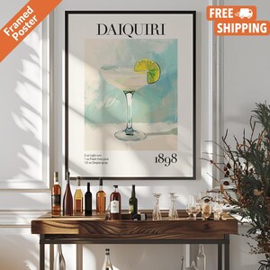 Ein Vintage Daiquiri Cocktail Poster Druck, Bar Warenkorb Dekor, Rum Getränk Wandkunst für Bar oder Küche, Poster oder gerahmt