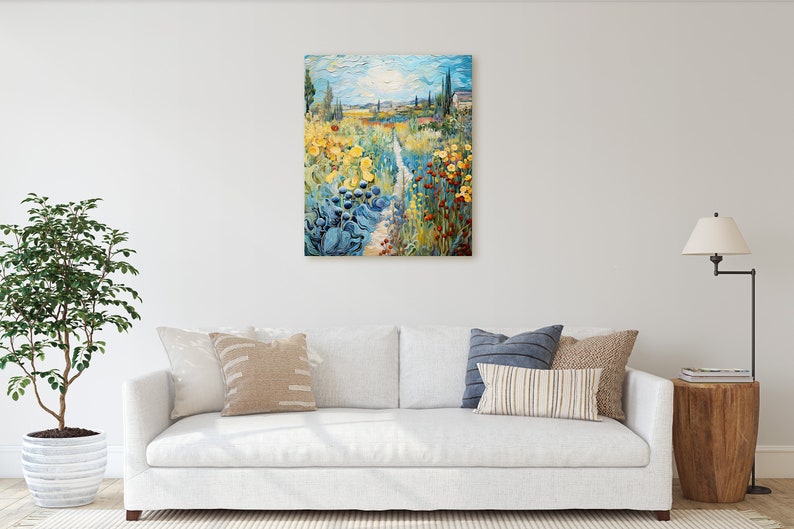 Van Gogh Inspired Flower Garden Wall Art Canvas Wildflower Canvas